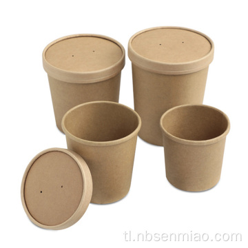 Disposable takeaway Kraft paper Eco Friendly na sopas bucket